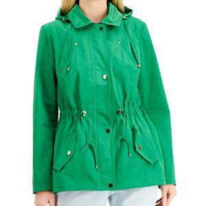 Charter Club Water-Resistant Hooded Anorak Raincoat Jacket-Size Petite Small